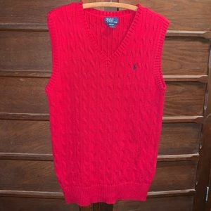Ralph Lauren POLO red cable knit sweater XL